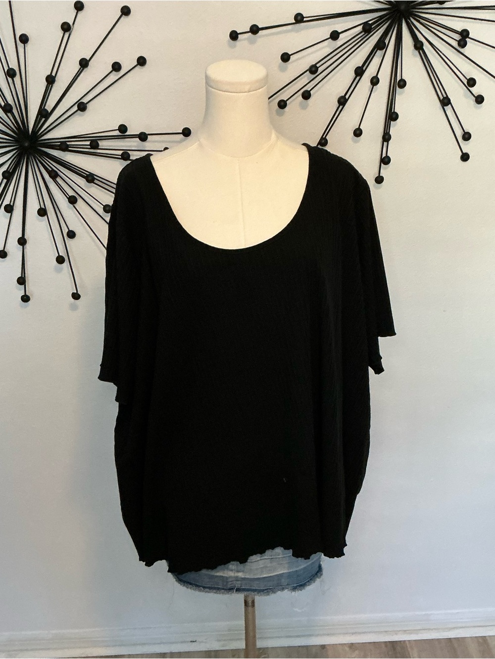 Ava & Viv Black Pleated Poncho Blouse Plus Size 4X Oversized Top